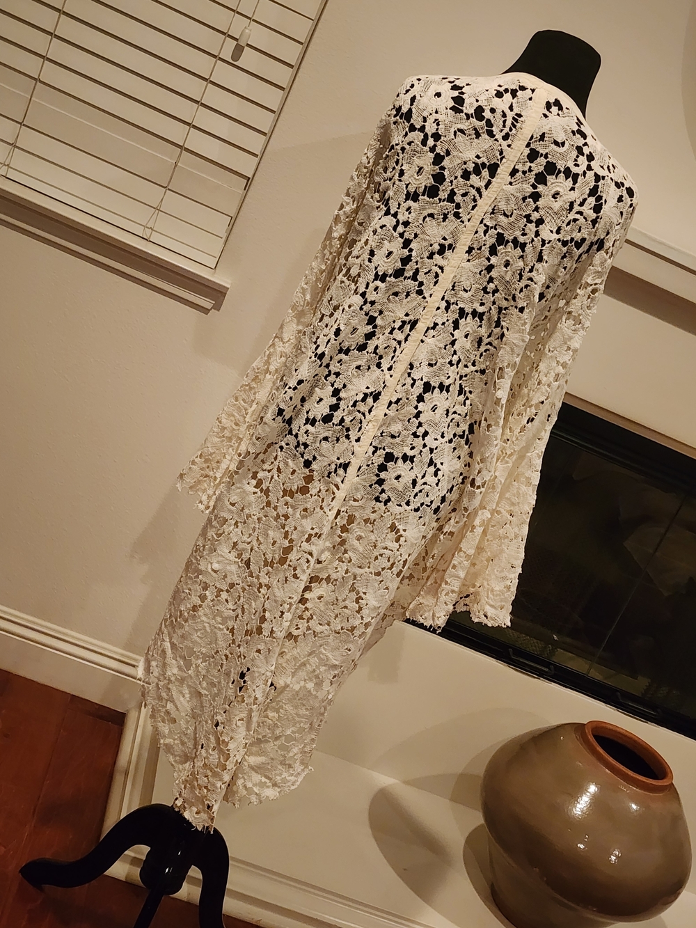 Free People Ivory Crochet Lace Open-Front Duster - Picture 6 of 10